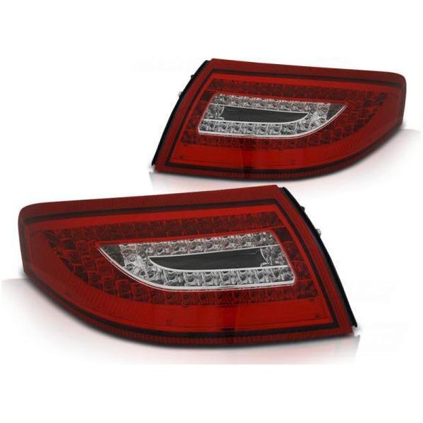 Luci Posteriori A Led Per Porsche 911 996 Anno 1997-2006 Rosso/Cromo-image
