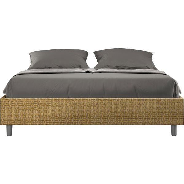 Ityhome - Letto Con Rete Imbottito 160X210 Tessuto Labirinto 06 Giallo Azelia-image