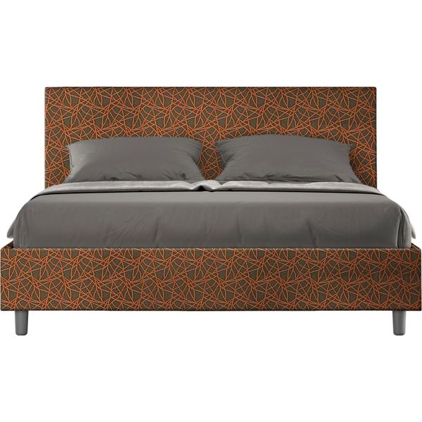 Ityhome - Letto Con Rete Imbottito 160X210 Tessuto Era 04 Arancio Adele-image