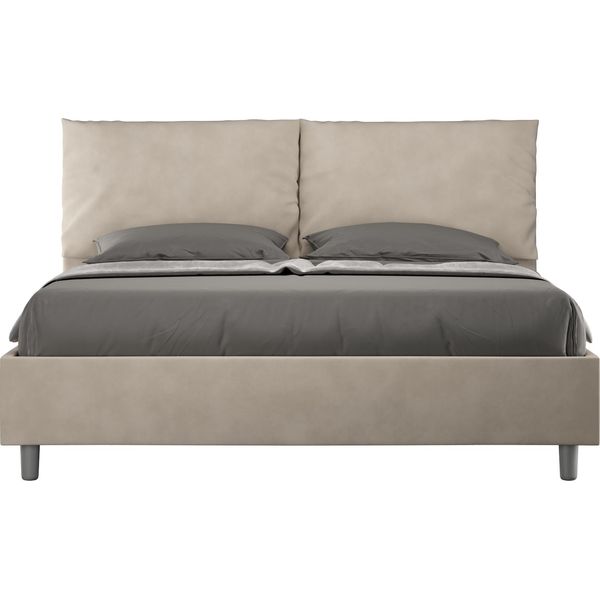 Ityhome - Letto Con Rete Imbottito 160X210 Microfibra Sabbia Antea-image