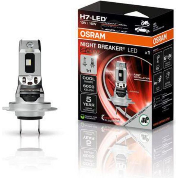 Osram H7 Led Lampada Per Moto Di Velocità Px26D 16W Bianco Luce Diurna Con Night Breaker 4062172411325-image