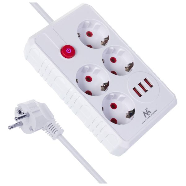 Presa Multipla 4 Prese 2500W 3Xusb Bianco 1,5 M-image