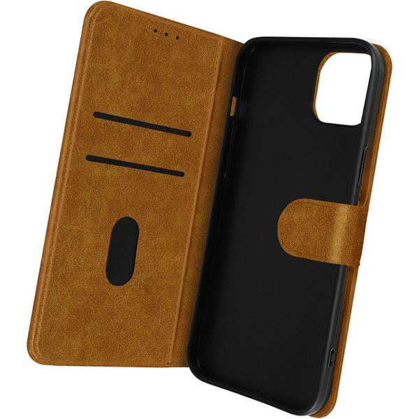 Custodia In Pelle Finta Con Funzione Stand Per Apple Iphone 14 Plus - Marrone-image