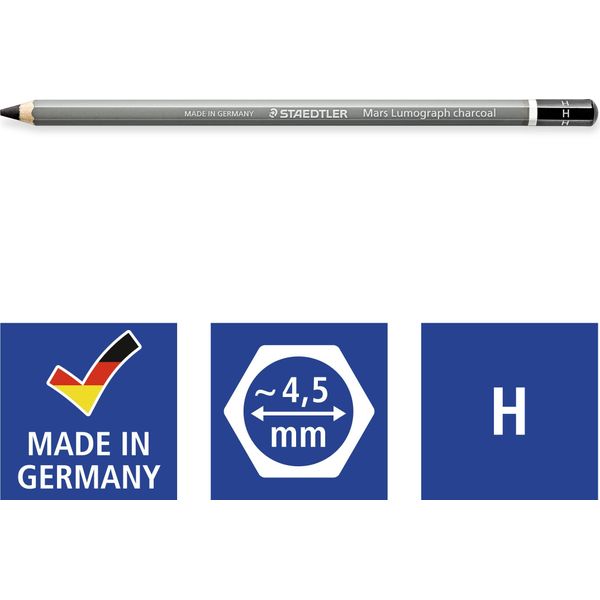 Staedtler 100C-H Matita Carboncino Staedtler Mars Lumograph Carboncino, Durezza: H-image
