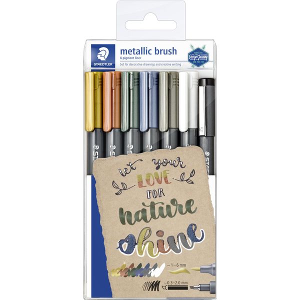1X Staedtler 8321 TB7 Spazzola Metallica E Bianca 6 St & 1 Pigm.-image