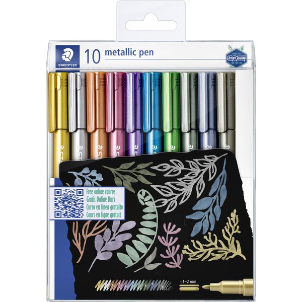 Staedtler 8323 TB10 Staedtler Marcatore Permanente Metallico, Punta Tonda, Confezione Da 10 Pz-image