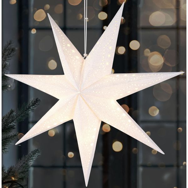 Brubaker Stella Di Natale 3D Da Appendere - Stella Di Carta A Led Con Timer - Stella Dell'avvento Da 60 Cm A Batteria, Bianca-image