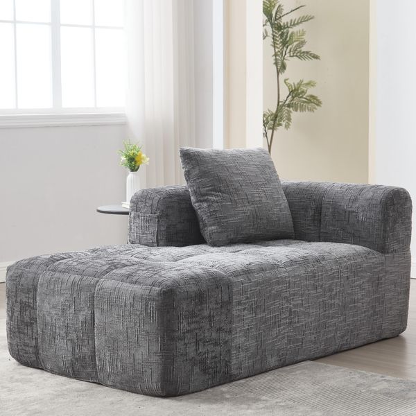 Lvhom Divano Letto Chaise Longue Con Cuscini, Poltrona Lounge, Poltrona Reclinabile Con Tasca Laterale, Divano Funzione Letto, Poltrona Per Soggiorno, Grigio-image
