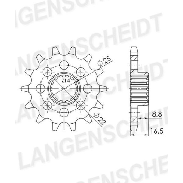 Pignone Supersprox 525 - 14T Cst-4054:14|Dentatura Fine 22.0/25.0-image