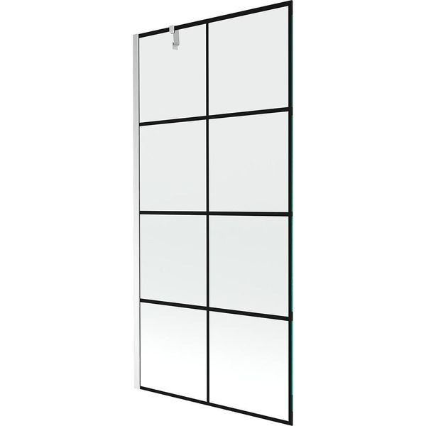 Mexen Next Parete Doccia Ad Anta Singola 100 X 150 Cm, Griglia Nera, Cromo - 895-100-000-00-77-01-image