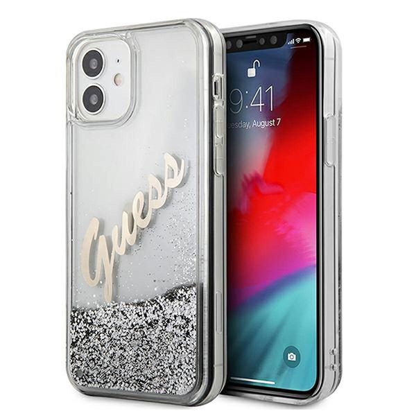 Guess Guhcp12Sglvssi Iphone 12 Mini5,4 Srebrny/Argento Custodia Rigida Glitter Vintage Script-image