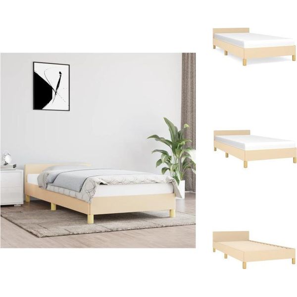 Vidaxl Struttura Letto Con Testiera In Tessuto Crema 80X200 Cm - Letti E Strutture Letto-image