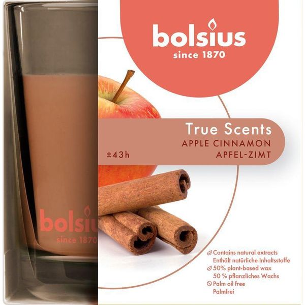 Candela Bolsius Jar True Scents 95/95 Mm, Profumata, Cannella/Mela, In Vetro-image