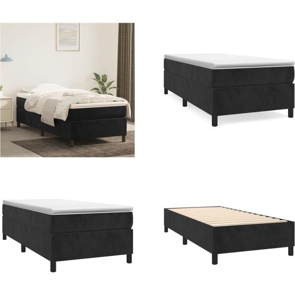 Vidaxl Letto Boxspring Nero 90X200 Cm In Velluto - Letto Boxspring - Boxspringbetten - Bett - SchlafzimmermöBel-image