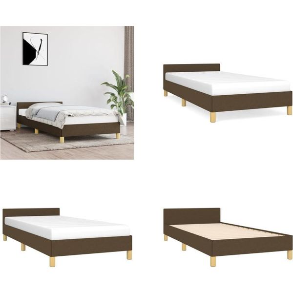 Vidaxl Giroletto Con Testiera In Tessuto Marrone Scuro 80X200 Cm - Giroletto Con Testiera - Giroletti Con Testiera - Giroletto - Letto Con Testiera-image