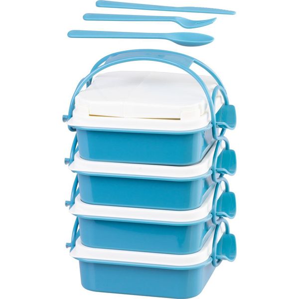 Portapranzo Magichome, Quadrato, 4 Pezzi, Con Posate, 4X 800 Ml, 160X195X260 Mm-image