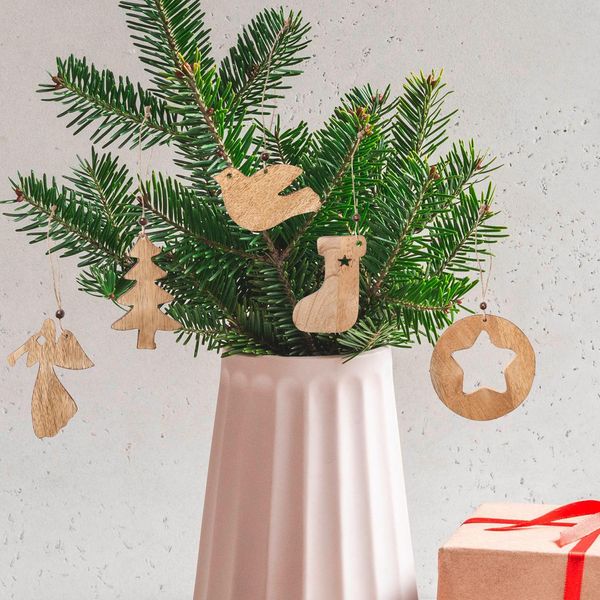 Marrakesch Set Di 5 Decorazioni Natalizie Decorazioni Per Albero Di Natale 10Cm Ciondolo In Vero Legno Come Decorazione Per Albero Di Natale-image