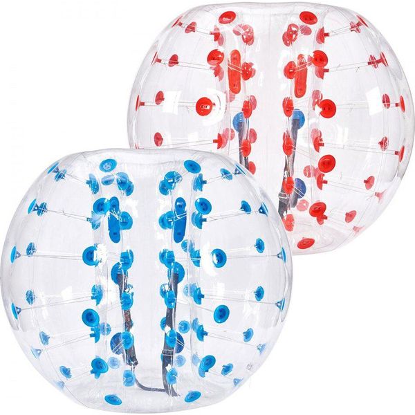 Palla Gonfiabile Del Paraurti Della Palla 2Pcs 1.5M X 1.2M, Palla Di Collisione Umana, Palla Gonfiabile Del Corpo Del Pvc Di Rimbalzo Per Le Attività All'aperto, Palla Gonfiabile Del Paraurti Dei Punti Rossi + Blu Palla Paracolpi Di Nuova Concezione Per Il Divertimento All'aria Aperta! - Set Di 2 - 1,5 M X 1,2 M - Corpo In Pvc - Rosso + Blu - Palla Di Rimbalzo Gonfiabile-image
