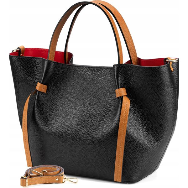 Borsa Shopper Da Donna In Pelle Nera Vera Pelle, Borsa Da Stivale, Borsa Messenger Italia-image
