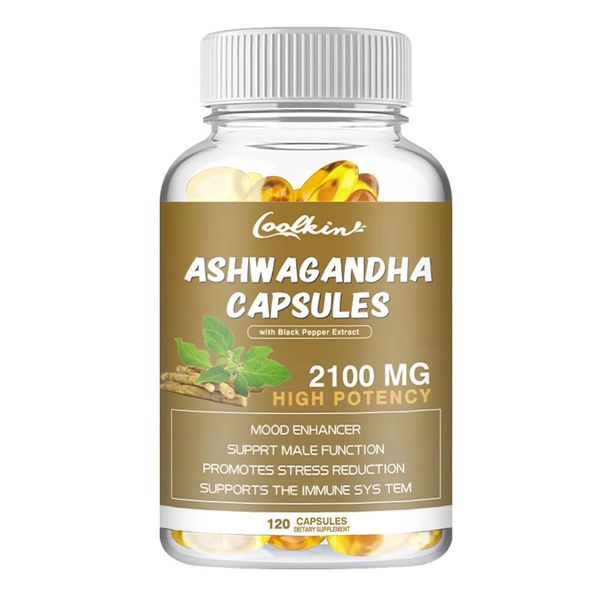 Ashwagandha 2100Mg (120 Capsule) Integratore Alimentare, Cervello, Memoria, Ansia, Stress, Umore, Salute Del Cervello, Sistema Immunitario, Energia-image