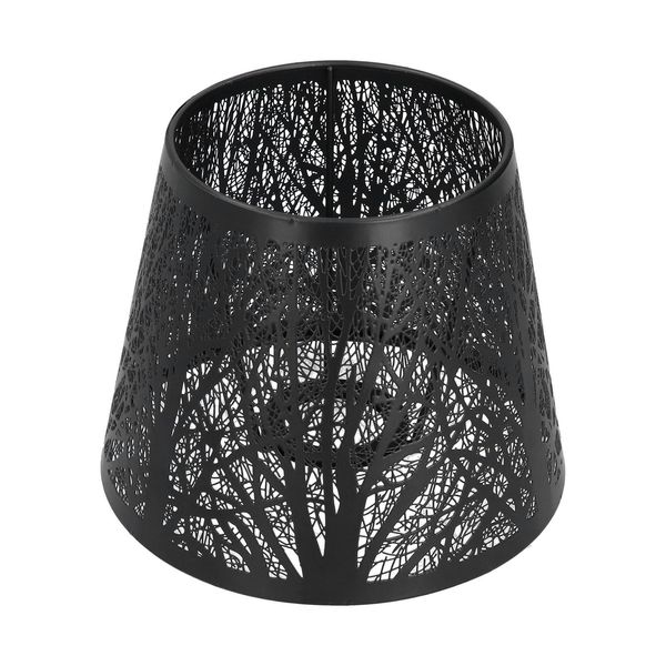 Paralume In Ferro Battuto Intagliato A Forma Di Albero Della Foresta E27 Mini Paralume Per Lampada Da Tavolo Camera Da Letto Comodino Decorazione (Nero)-image