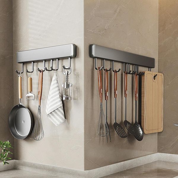 Appendiabiti Da Cucina Appendiabiti Da Cucina In Alluminio Appendiabiti Da Cucina Appendiabiti Da Parete Appendiabiti 30/40/50 Cm Con 6/8/10 Ganci (50 Cm 10 Ganci)-image