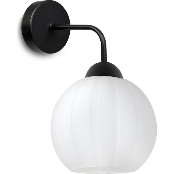 Lampada Da Parete Costa Nera A 1 Luce Con Sfera Bianca E27 – Lampada Da Parete Moderna Per Un'illuminazione Elegante-image