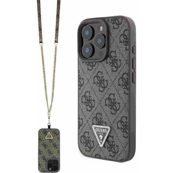 Guess GUHCP16XP4TDSCPW Iphone 16 Pro Max 6,9" Marrone Custodia Rigida In Pelle Logo Strass Crossbody Protettiva"-image