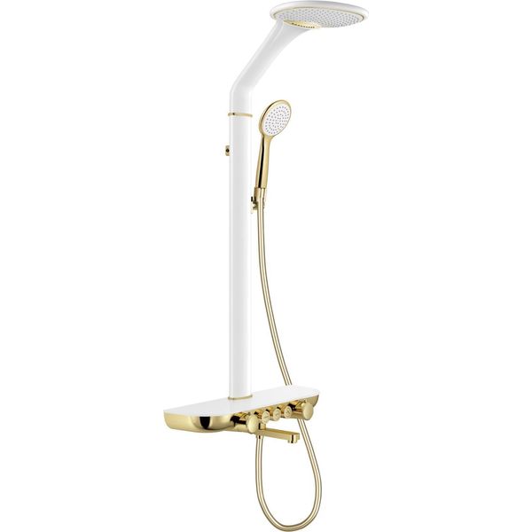 Mexen Blaze Set Doccia Esterno Con Doccetta E Rubinetto, Bianco/Oro - 78109-25-image