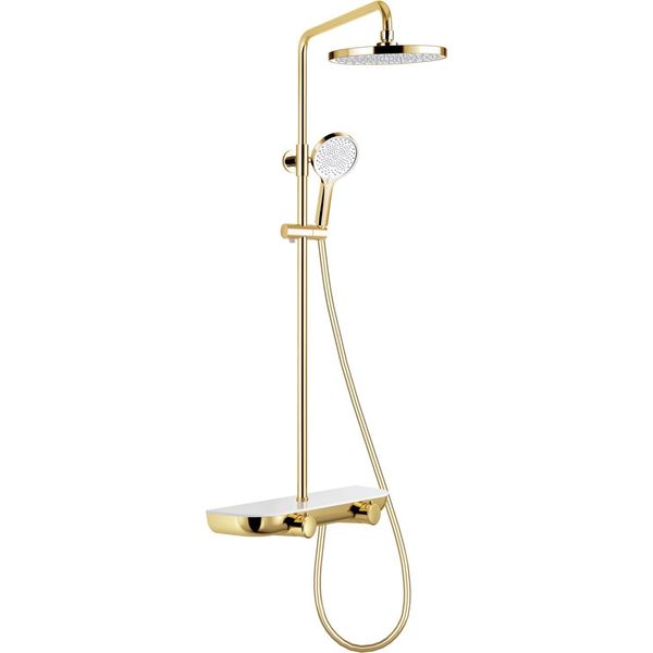 Mexen Axis Set Doccia Esterno Con Soffione E Rubinetto, Oro/Bianco - 78112-25-image