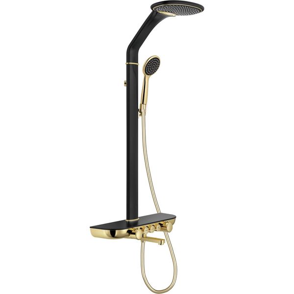 Mexen Blaze Set Doccia Esterno Con Soffione E Miscelatore, Nero/Oro - 78109-75-image