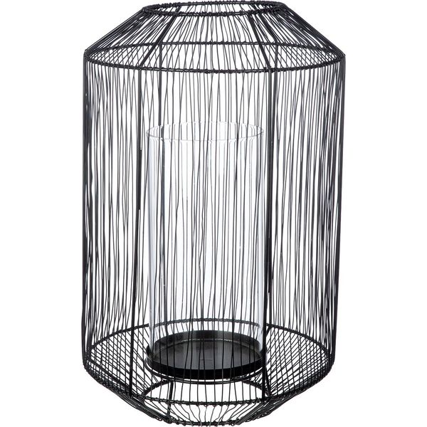 Gilde Windlicht, "Wire"", Glas, Metall, Schwarz, , H. 34 Cm, D. 22 Cm 69655"-image