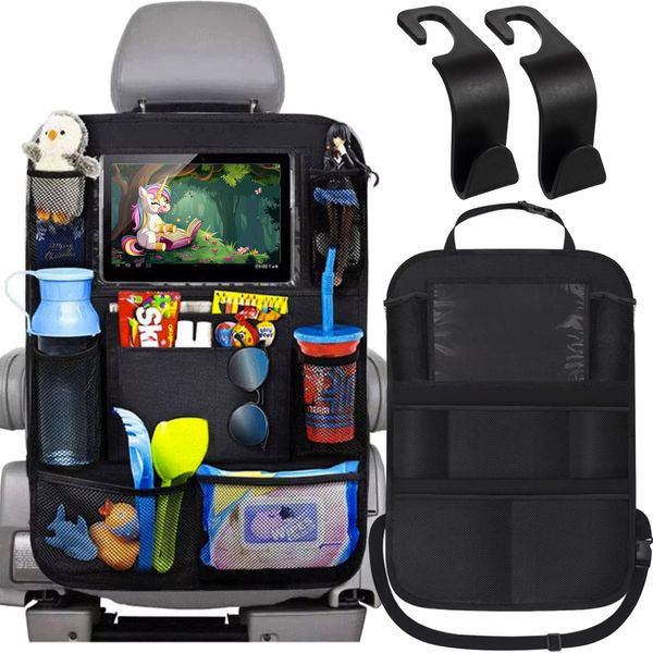 Xtrobb Organizzatore Auto Bambini Impermeabile Con 10 Tasche Nero - Accessori Organizzatore Sedile Posteriore Auto - Protezione Sedile Auto 25051-image