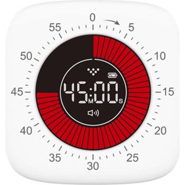 Timer Digitale Visivo Ricaricabile 60 Minuti Conto Alla Rovescia Bambini Studio Scrivania Orologio Silenzioso Bianco-image