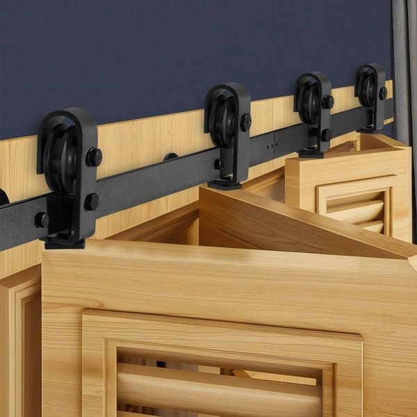 Sistema Di Porte Scorrevoli 1524 Mm - Ferramenta Per Porte Scorrevoli Nere - Porte Scorrevoli A Libro - Soluzione Per Porte Scorrevoli Interne-image