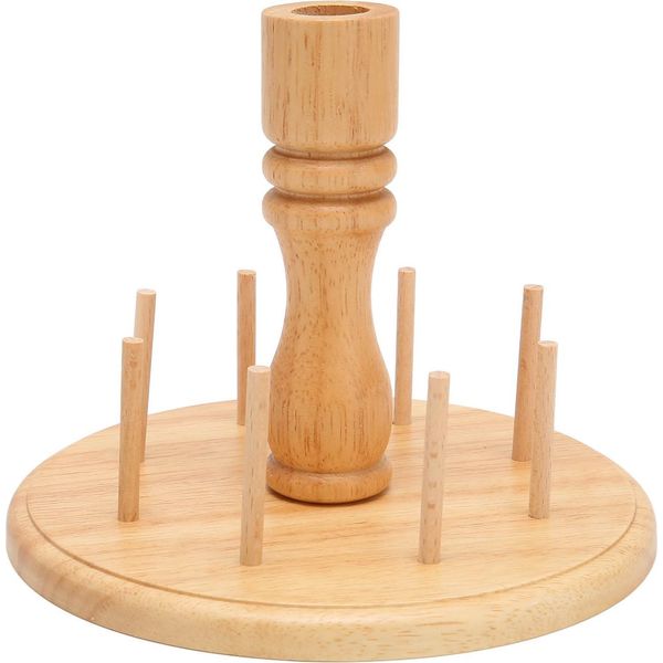Portafilo In Legno 8 Bobine In Legno Di Faggio Per Ricamo E Quilting, Strumenti Per Il Cucito-image