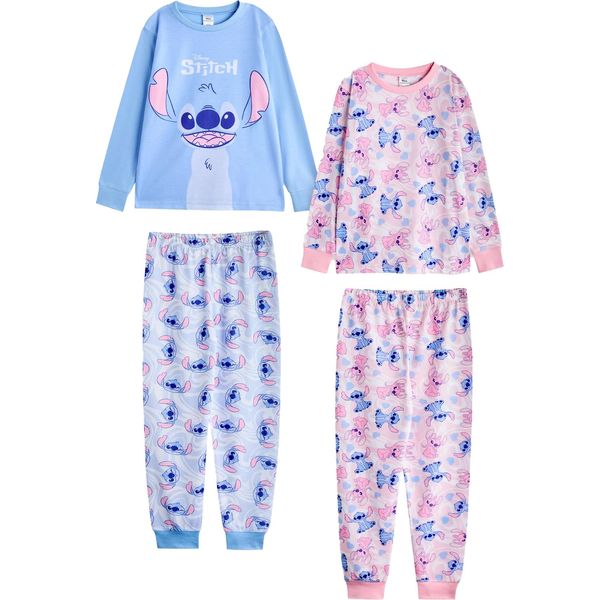 Lilo & Stitch - Pigiama Con Pantaloni Lunghi Per Bambina (Confezione Da 2) NS8797 (116) (Rosa/Blu)-image