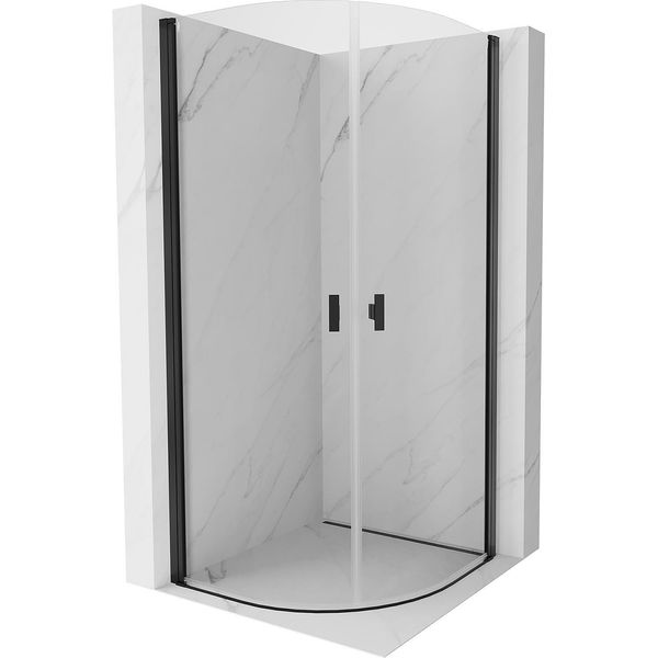 Mexen Mist Cabina Doccia Semicircolare A Battente 80 X 80 Cm, Trasparente, Nera - 8A31-080-080-70-00-image