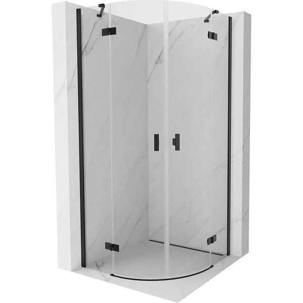 Mexen Mist Cabina Doccia Semicircolare Apribile 80 X 80 Cm, Trasparente, Nero - 8A33-080-080-70-00-image