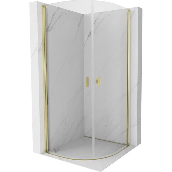 Mexen Mist Cabina Doccia Semicircolare A Battente 80 X 80 Cm, Trasparente, Dorata - 8A31-080-080-50-00-image