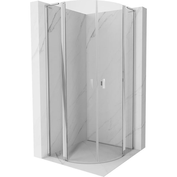 Mexen Mist L Cabina Doccia Semicircolare A Battente 80 X 80 Cm, Trasparente, Cromo - 8A32L-080-080-01-00-image