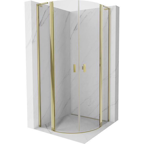 Mexen Mist L Cabina Doccia Semicircolare Apribile 80 X 80 Cm, Trasparente, Oro - 8A32L-080-080-50-00-image