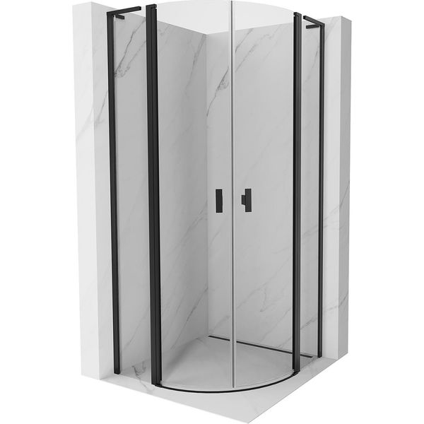 Mexen Mist L Cabina Doccia Semicircolare A Battente 80 X 80 Cm, Trasparente, Nera - 8A32L-080-080-70-00-image