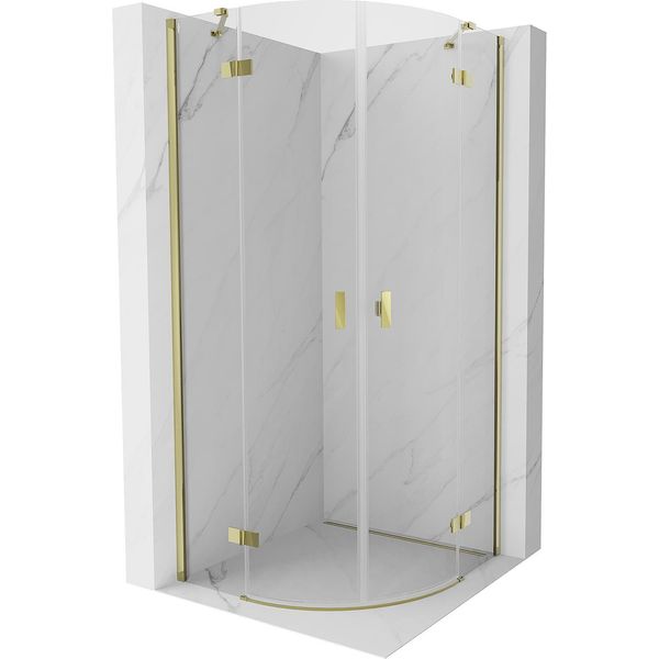 Mexen Mist Cabina Doccia Semicircolare A Battente 80 X 80 Cm, Trasparente, Oro - 8A33-080-080-50-00-image