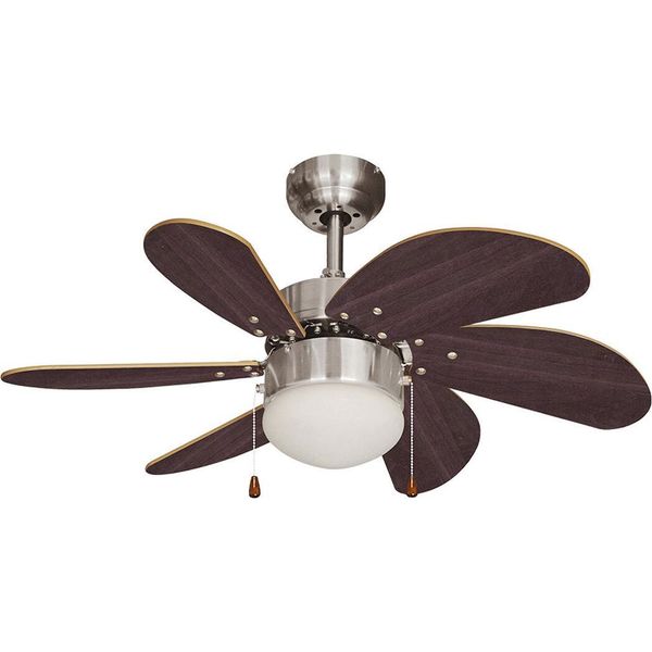 Ventilatore Da Soffitto Modello Aral Wengé/Nickel Satinato Potenza: 50W Lama: ø76Cm Edm-image