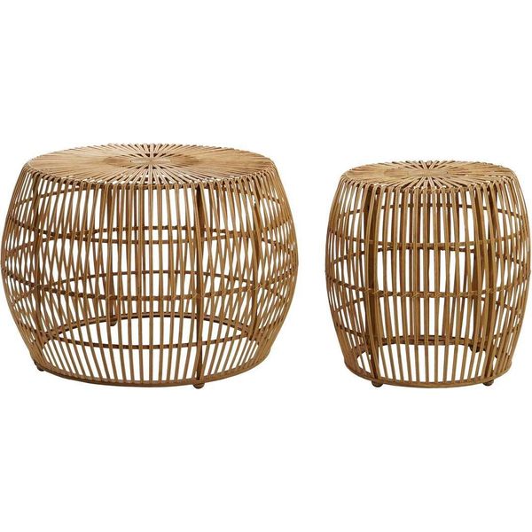 Set Di 2 Tavoli Dkd Home Decor In Bambù Marrone Chiaro 70 X 70 X 50 Cm-image