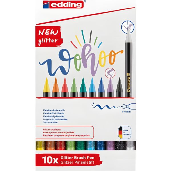 Edding 4-1340-10-4 Edding 1340 Glitzer Brush-Pens Farbsortiert, 10 St.-image