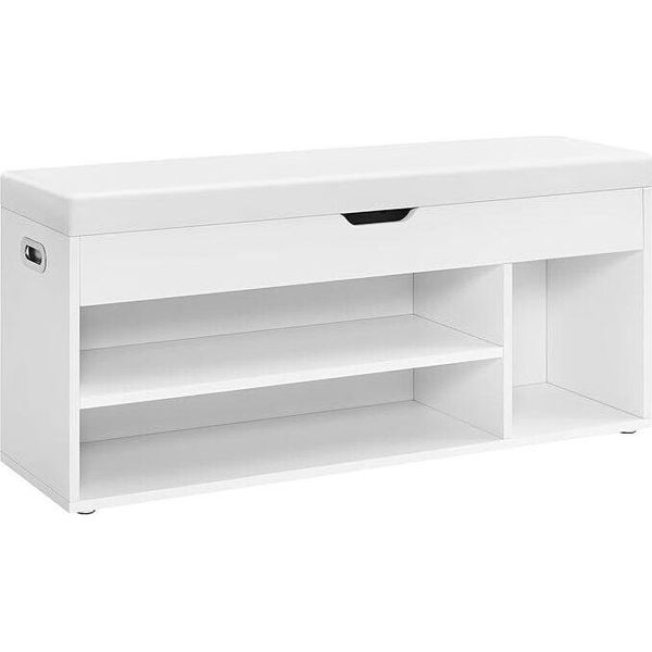 Panca Per Scarpe Vasagle, Imbottita, Panca Portaoggetti, 3 Scomparti, Portaoggetti Nascosto, Ripiani, Per Soggiorno, Ingresso, Camera Da Letto-image