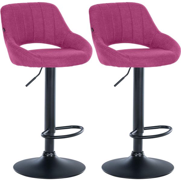 Set Di 2 Sgabelli Da Bar In Tessuto Milet, Colore:Nero, Struttura In Metallo Cromato-image