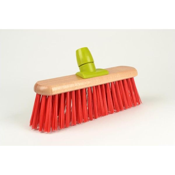 Linea Street Broom - Robusta Scopa Per Esterni Con Manico In Legno Laccato Rosso-image